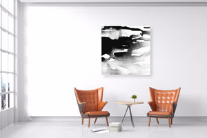 Black Watercolour Canvas - 100x100cm