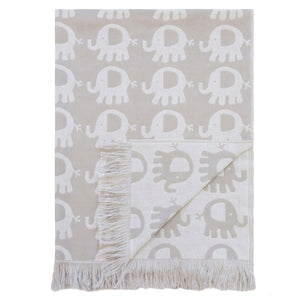 Elephant Cotton Baby Blanket - Lunar Rock