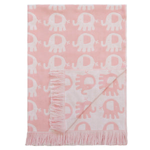 Elephant Cotton Baby Blanket - Pink