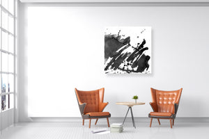 Black Paintstrokes Canvas - 100x100cm