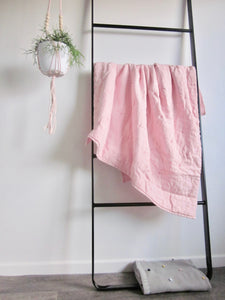 Linen Cot Quilt Set in Pink